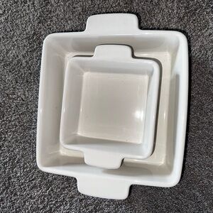 White Square Ceramic Baking Dish Set